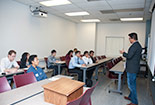 Happy students in a classroom.