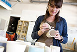 A student crafting something