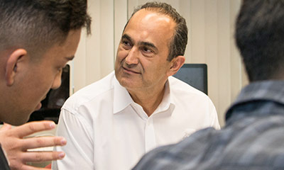David Nazarian with students.